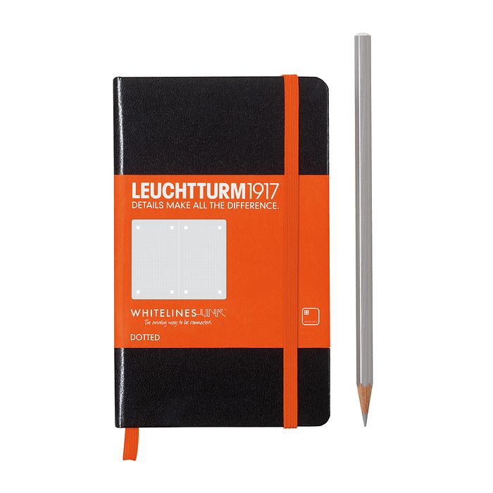 Notizbuch Pocket (A6), Hardcover, 185 num. Seiten, Schwarz, Dotted, Whitelines Link®