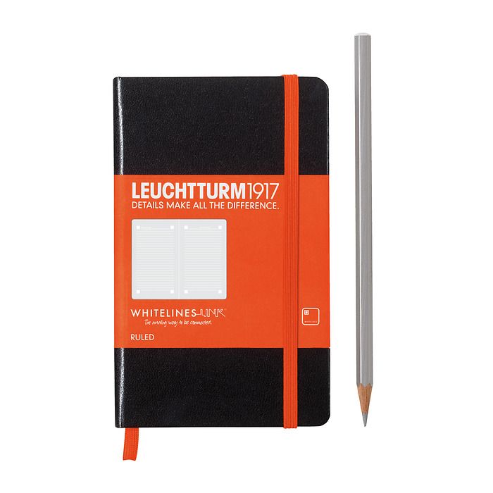 Notizbuch Pocket (A6), Hardcover, 185 num. Seiten, Schwarz, Liniert, Whitelines Link®