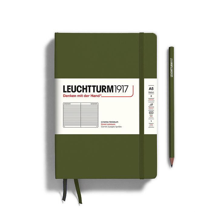 Notizbuch Medium (A5), Hardcover, 251 nummerierte Seiten, Army, Liniert