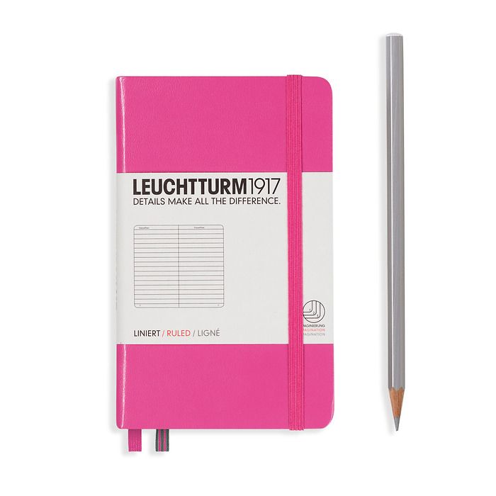 Notizbuch Pocket (A6), Hardcover, 187 nummerierte Seiten, New Pink, Liniert