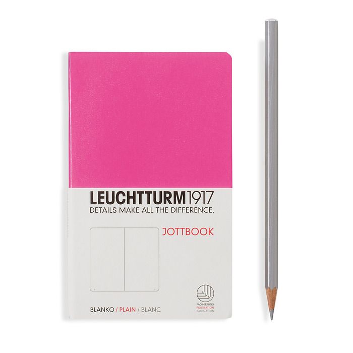 Jottbook Pocket (A6), 60 nummerierte Seiten, 16 Blatt perforiert, New Pink, Blanko