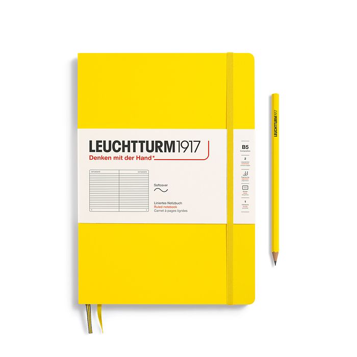 Notizbuch Composition (B5), Softcover, 123 nummerierte Seiten, Zitrone, Liniert