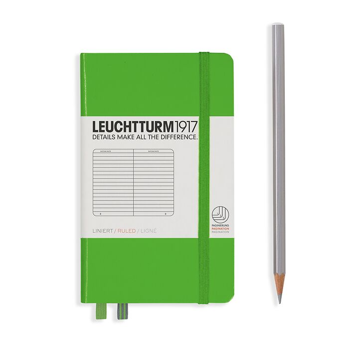 Notizbuch Pocket (A6), Hardcover, 187 nummerierte Seiten, Fresh Green, Liniert