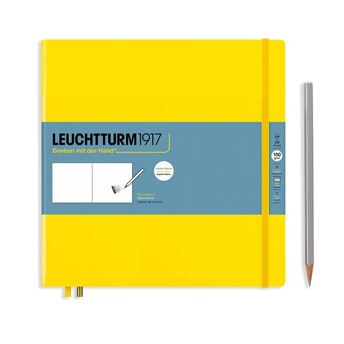 Skizzenbuch Quadrat (225 x 225 mm), Hardcover, 112 Seiten (150 g/qm), blanko, Zitrone