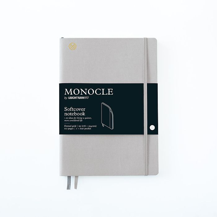 Notizbuch B5 Monocle, Softcover, 128 nummerierte Seiten, Light Grey, dotted