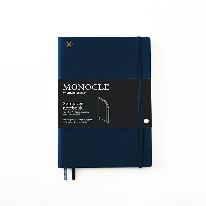 Notizbuch B5 Monocle, Softcover, 128 nummerierte Seiten, Navy, dotted