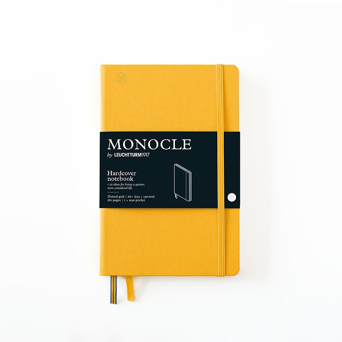 Notizbuch B6+ Monocle, Hardcover, 192 nummerierte Seiten, Yellow, dotted