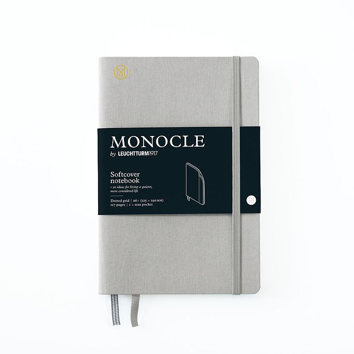 Notizbuch B6+ Monocle, Softcover, 128 nummerierte Seiten, Light Grey, dotted