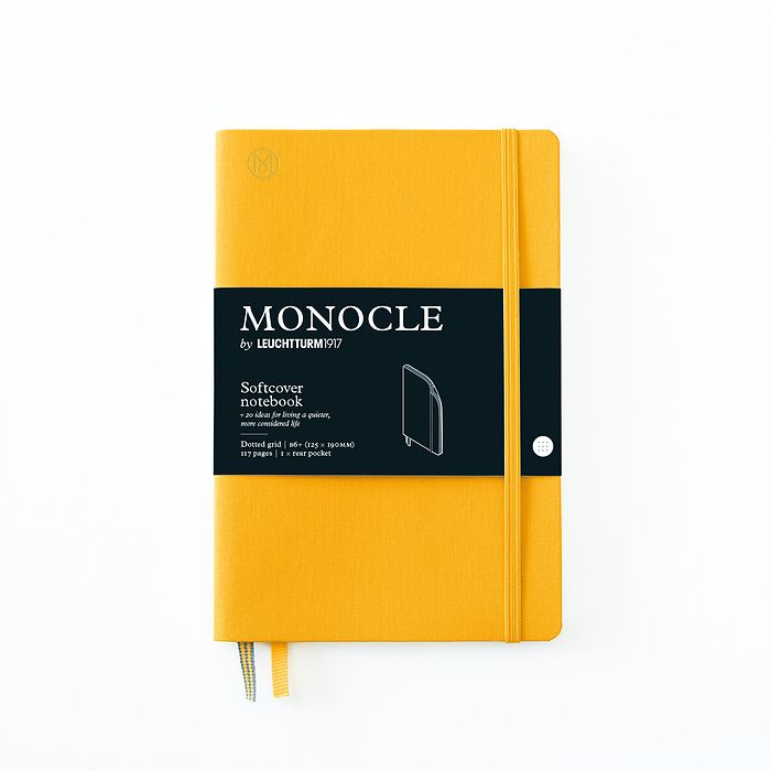 Notizbuch B6+ Monocle, Softcover, 128 nummerierte Seiten, Yellow, dotted