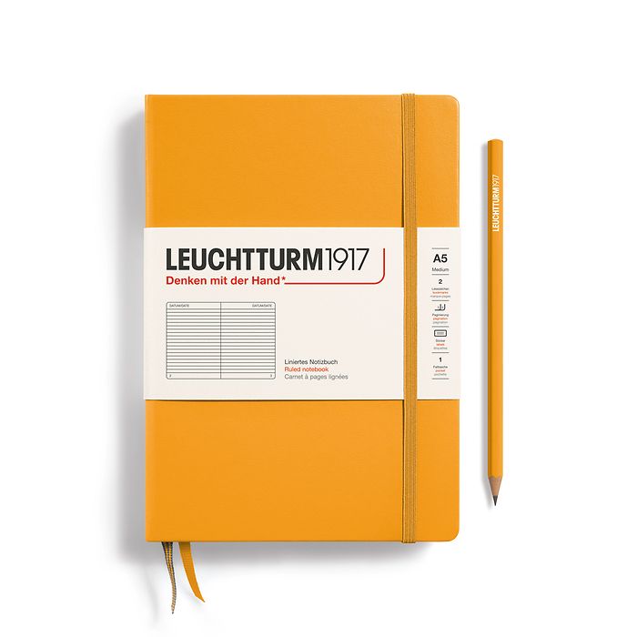 Notizbuch Medium (A5), Hardcover, 251 nummerierte Seiten, Rising Sun, liniert