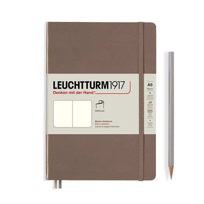 Notizbuch Medium (A5), Softcover, 123 nummerierte Seiten, Warm Earth, blanko
