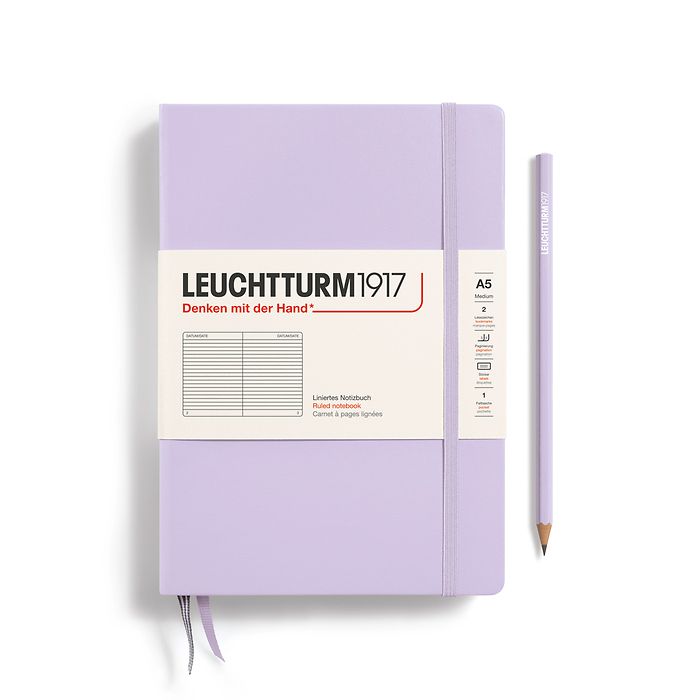 Notizbuch Medium (A5), Hardcover, 251 nummerierte Seiten, Lilac, liniert