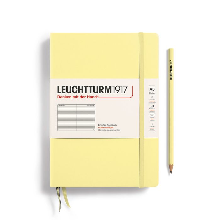 Notizbuch Medium (A5), Hardcover, 251 nummerierte Seiten, Vanilla, liniert