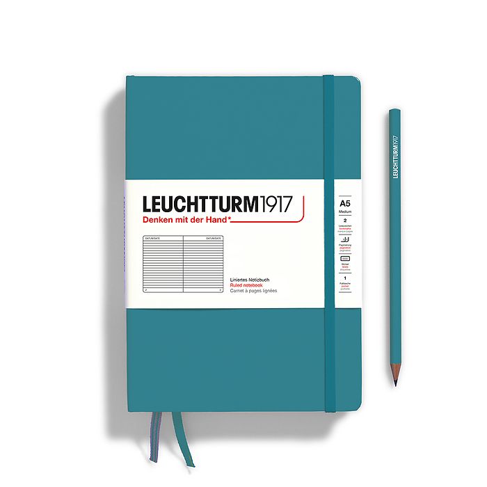 Notizbuch Medium (A5), Hardcover, 251 nummerierte Seiten, Ocean, liniert
