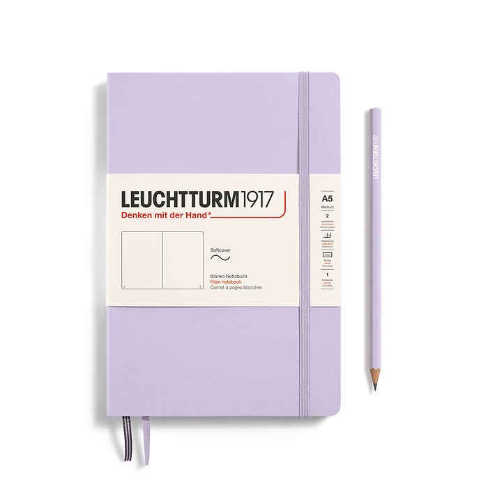 Notizbuch Medium (A5), Softcover, 123 nummerierte Seiten, Lilac, blanko