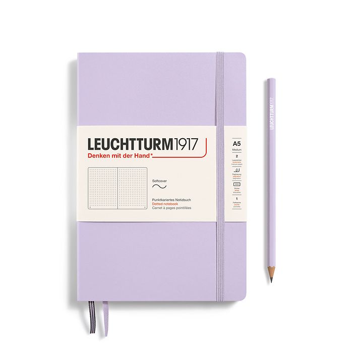 Notizbuch Medium (A5), Softcover, 123 nummerierte Seiten, Lilac, dotted