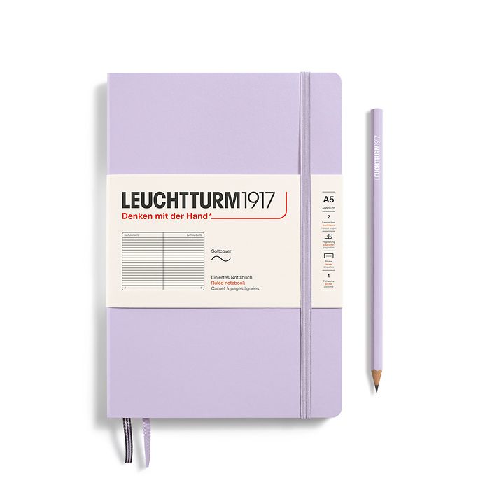Notizbuch Medium (A5), Softcover, 123 nummerierte Seiten, Lilac, liniert