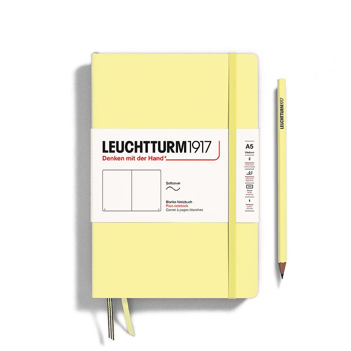 Notizbuch Medium (A5), Softcover, 123 nummerierte Seiten, Vanilla, blanko