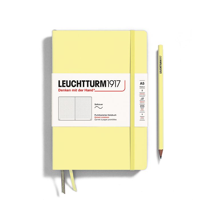 Notizbuch Medium (A5), Softcover, 123 nummerierte Seiten, Vanilla, dotted