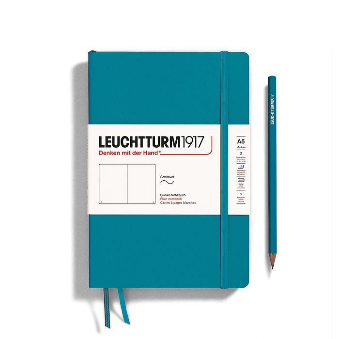 Notizbuch Medium (A5), Softcover, 123 nummerierte Seiten, Ocean, blanko