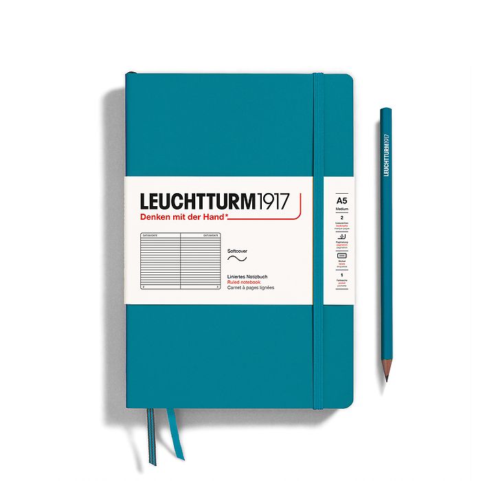 Notizbuch Medium (A5), Softcover, 123 nummerierte Seiten, Ocean, liniert