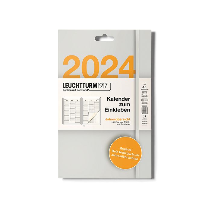 Kalender zum Einkleben 2024, Jahresübersicht, Deutsch