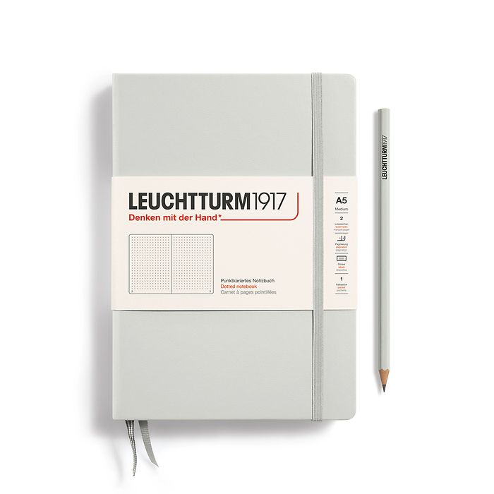 Notizbuch Medium (A5), Hardcover, 251 nummerierte Seiten, Light Grey, dotted