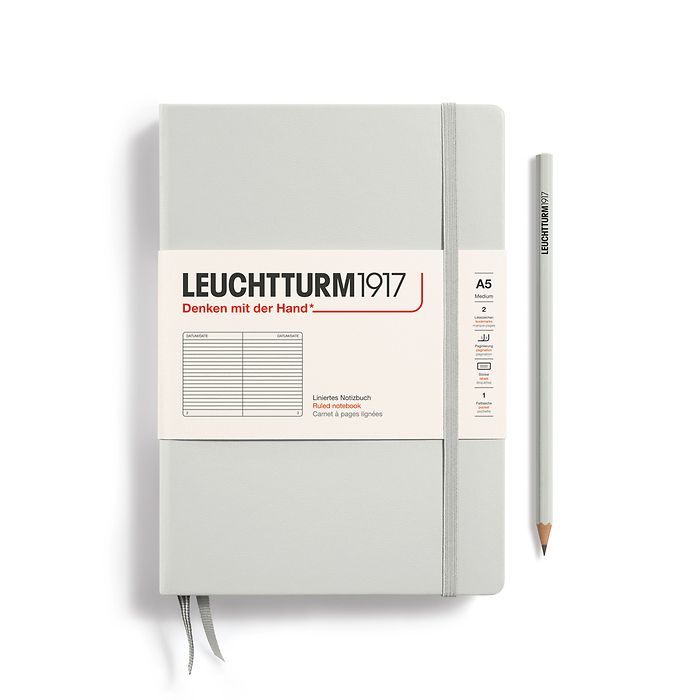 Notizbuch Medium (A5), Hardcover, 251 nummerierte Seiten, Light Grey, liniert