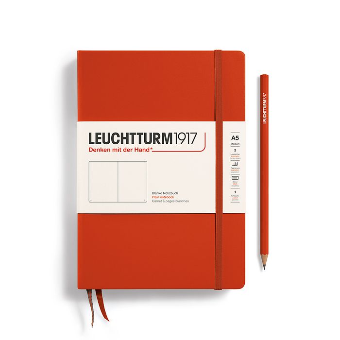 Notizbuch Medium (A5), Hardcover, 251 nummerierte Seiten, Fox Red, blanko