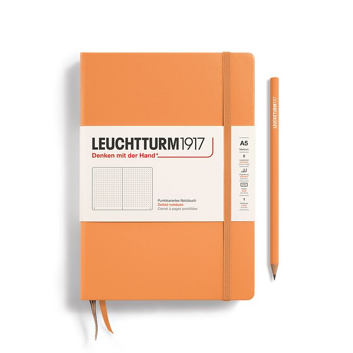 Notizbuch Medium (A5), Hardcover, 251 nummerierte Seiten, Apricot, dotted