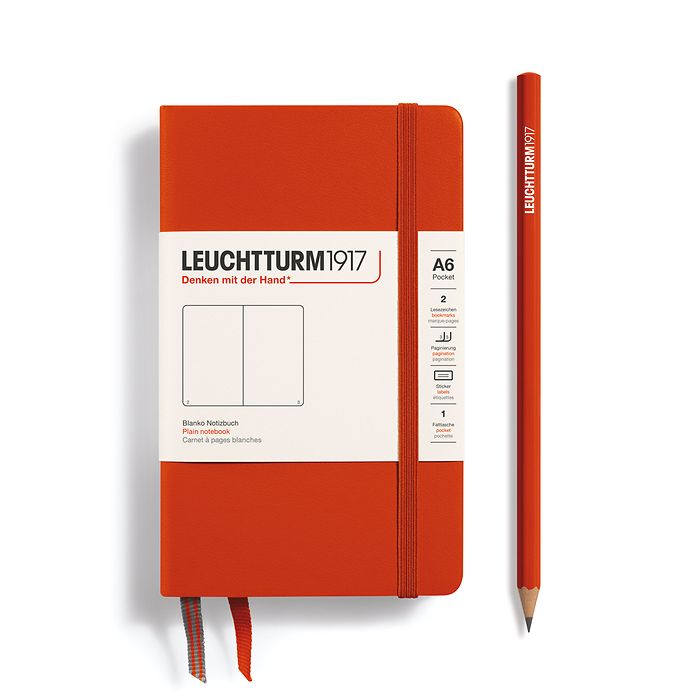 Notizbuch Pocket (A6), Hardcover, 187 nummerierte Seiten, Fox Red, Blanko