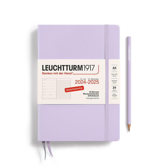 Wochenkalender & Notizbuch Medium (A5) 2025, 18 Monate, Lilac, Deutsch